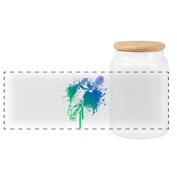 Idée cadeau pour un tennis avec tennis - Boîte à biscuits avec couvercle en bois - blanc - Devant