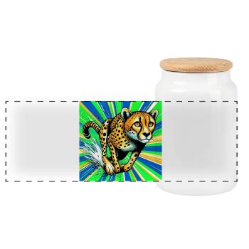 guépard - Boîte à biscuits avec couvercle en bois - blanc - Devant