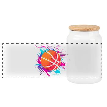 Basket-ball Synthwave - Boîte à biscuits avec couvercle en bois - blanc - Devant