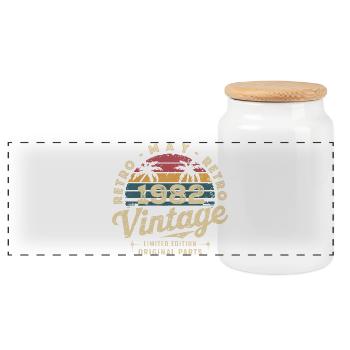 May 1982: The Original May 1982 - Classic Edition - Panoramic Cookie Jar with Wooden Lid - white - Front