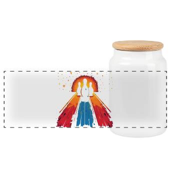 Bowling Vaporwave - Panoramic Cookie Jar with Wooden Lid - white - Front