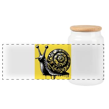 Schnecke - Panorama Keksdose mit Holzdeckel - Weiß - Vorne