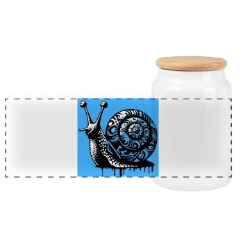 Schnecke - Panorama Keksdose mit Holzdeckel - Weiß - Vorne