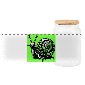 Schnecke - Panorama Keksdose mit Holzdeckel - Weiß - Vorne