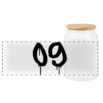 Number 09 Urban Graffiti Style - Panoramic Cookie Jar with Wooden Lid - white - Front