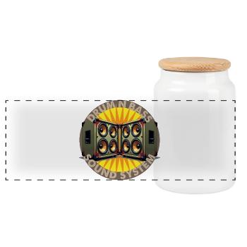 Drum And Bass Sound System Logo - Panorama Keksdose mit Holzdeckel - Weiß - Vorne