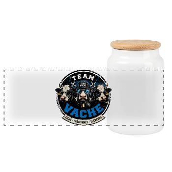 Team vache humour éleveur design vaches stylées - Boîte à biscuits avec couvercle en bois - blanc - Devant