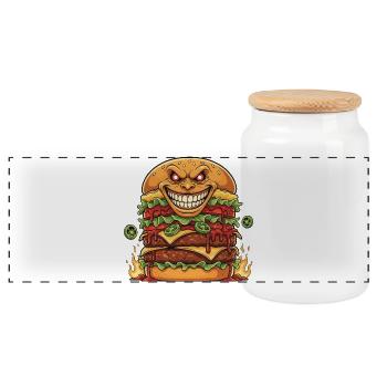 Flameburg Demon - Panoramic Cookie Jar with Wooden Lid - white - Front