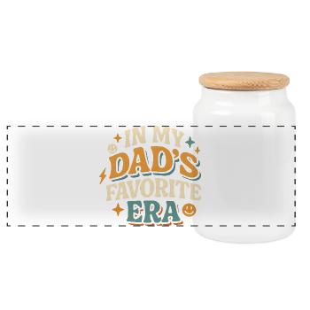 In My Dad's Favorite Era Daughter Families Humor - Panoramic Cookie Jar with Wooden Lid - white - Front