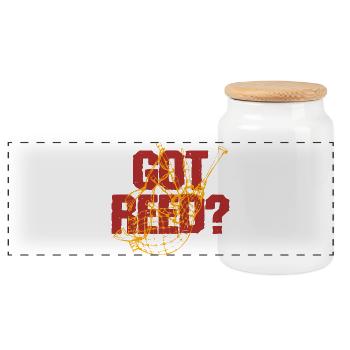 Bagpipes Bagpiper Bagpipe Got Reed? - Panoramic Cookie Jar with Wooden Lid - white - Front