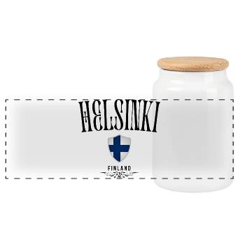 Souvenir d’Helsinki, design élégant Helsinki - Boîte à biscuits avec couvercle en bois - blanc - Devant
