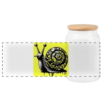 Schnecke - Panorama Keksdose mit Holzdeckel - Weiß - Vorne