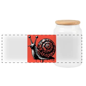 Schnecke - Panorama Keksdose mit Holzdeckel - Weiß - Vorne