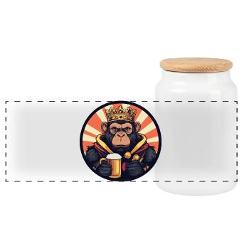 Affe Bier Lustig - Panorama Keksdose mit Holzdeckel - Weiß - Vorne