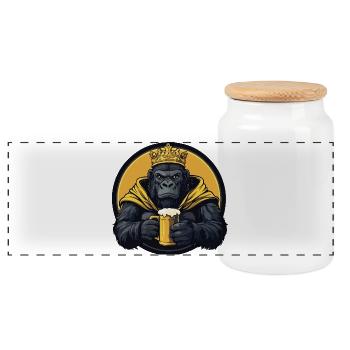 Gorilla Beer Funny - Panoramic Cookie Jar with Wooden Lid - white - Front