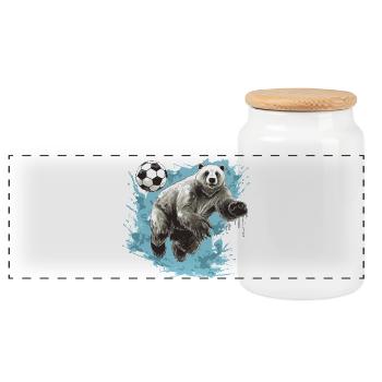 Polar Bear Football Team Polar bear - Panoramic Cookie Jar with Wooden Lid - white - Front