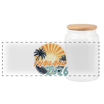 Thaïlande 2026 - Boîte à biscuits avec couvercle en bois - blanc - Devant