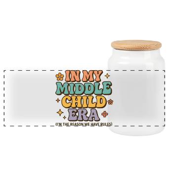 Tochter Familie Humor In My Middle Child Era - Panorama Keksdose mit Holzdeckel - Weiß - Vorne