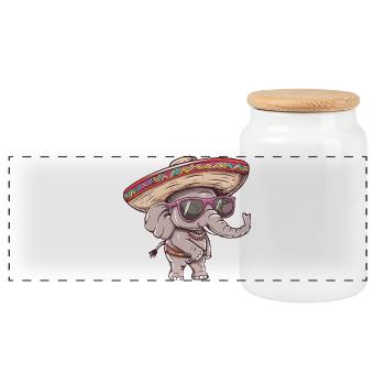 Sombrero comique drôle d’éléphant - Boîte à biscuits avec couvercle en bois - blanc - Devant