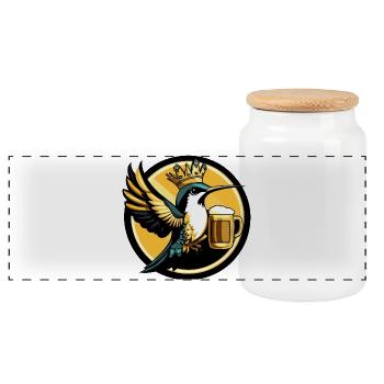 Kolibri Vogel Bier Lustig - Panorama Keksdose mit Holzdeckel - Weiß - Vorne