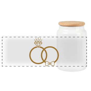 Wedding rings - Panoramic Cookie Jar with Wooden Lid - white - Front