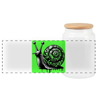 Snail - Panoramic Cookie Jar with Wooden Lid - white - Front