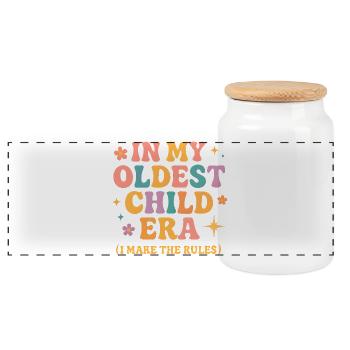 L’humour de la famille fille à l’ère de mon aîné - Boîte à biscuits avec couvercle en bois - blanc - Devant
