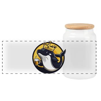 Bière baleine drôle - Boîte à biscuits avec couvercle en bois - blanc - Devant