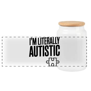 Ich bin buchstäblich autistisch - Panorama Keksdose mit Holzdeckel - Weiß - Vorne