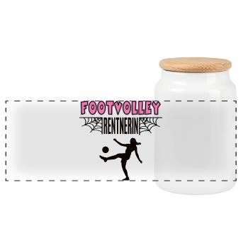 Footvolley Rentnerin Spielerin Rente Ruhestand - Panorama Keksdose mit Holzdeckel - Weiß - Vorne