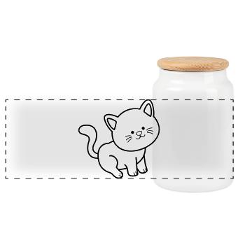 Chat Chat - Boîte à biscuits avec couvercle en bois - blanc - Devant