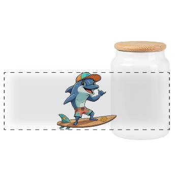 Surfer Dolphin Beach Look - Boîte à biscuits avec couvercle en bois - blanc - Devant