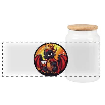 Drache Bier Lustig - Panorama Keksdose mit Holzdeckel - Weiß - Vorne