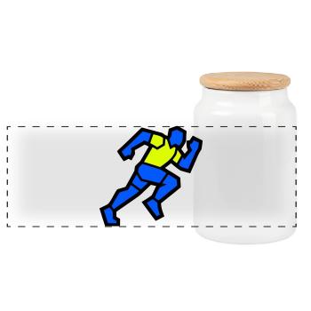 Fast Polygon Runner Marathon Team - Panoramic Cookie Jar with Wooden Lid - white - Front