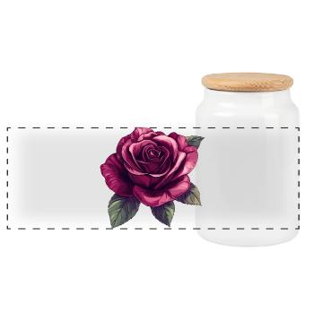 Illustration de la Fleur de Rose Sombre - Boîte à biscuits avec couvercle en bois - blanc - Devant