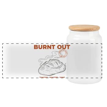 Sauerteigbrot-Backen Burnout Bäcker-Ära - Panorama Keksdose mit Holzdeckel - Weiß - Vorne