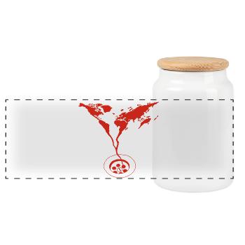 The End of the World (red) - Panoramic Cookie Jar with Wooden Lid - white - Front