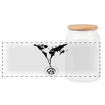 The End of the World (Black) - Panoramic Cookie Jar with Wooden Lid - white - Front