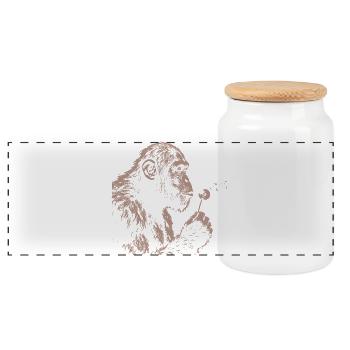 Chimpanzé qui souffle le pissenlit Art nature du singe - Boîte à biscuits avec couvercle en bois - blanc - Devant