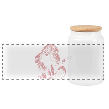 Chimpanzé qui souffle le pissenlit Art nature du singe - Boîte à biscuits avec couvercle en bois - blanc - Devant