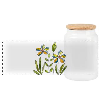 Blumen - Panorama Keksdose mit Holzdeckel - Weiß - Vorne