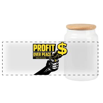Profit Over Peace Satire - Panorama Keksdose mit Holzdeckel - Weiß - Vorne