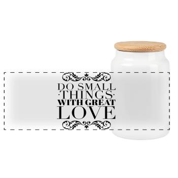 Petite Chose : Citation d’Amour Formidable - Boîte à biscuits avec couvercle en bois - blanc - Devant