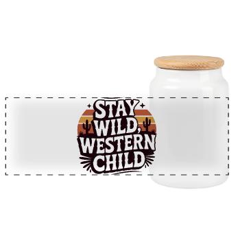 Stay Wild Western Child Retro Desert - Panorama Keksdose mit Holzdeckel - Weiß - Vorne