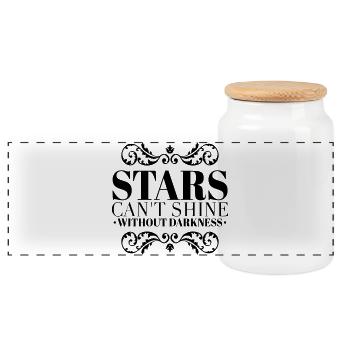 Citation des étoiles brillent sans obscurité - Boîte à biscuits avec couvercle en bois - blanc - Devant