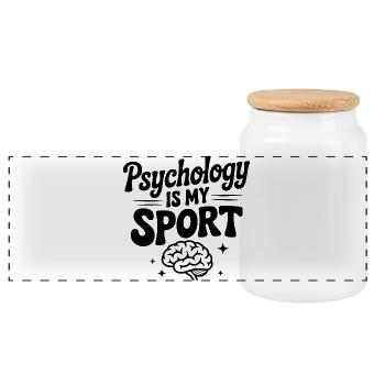 Psychology is My Sport - Panoramic Cookie Jar with Wooden Lid - white - Front