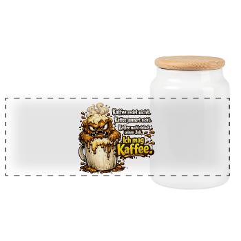 Kaffee Redet Nicht Kaffee Jammert Nicht - Panorama Keksdose mit Holzdeckel - Weiß - Vorne