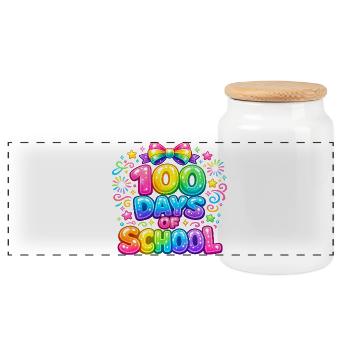 100 Jours d'École Arc-en-Ciel Magique - Boîte à biscuits avec couvercle en bois - blanc - Devant