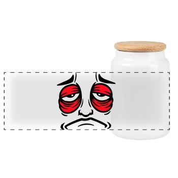 Mürrisches Trauriges Enttäuschtes Gesicht Lustig - Boîte à biscuits avec couvercle en bois - blanc - Devant