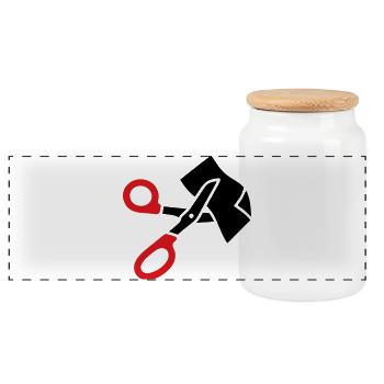 Clothing Scissors Rescue Scissors - Panoramic Cookie Jar with Wooden Lid - white - Front